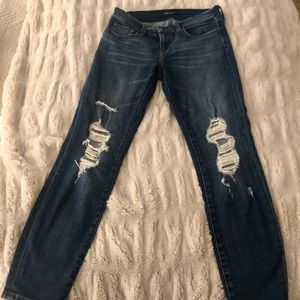 AG dark wash ripped jeans
